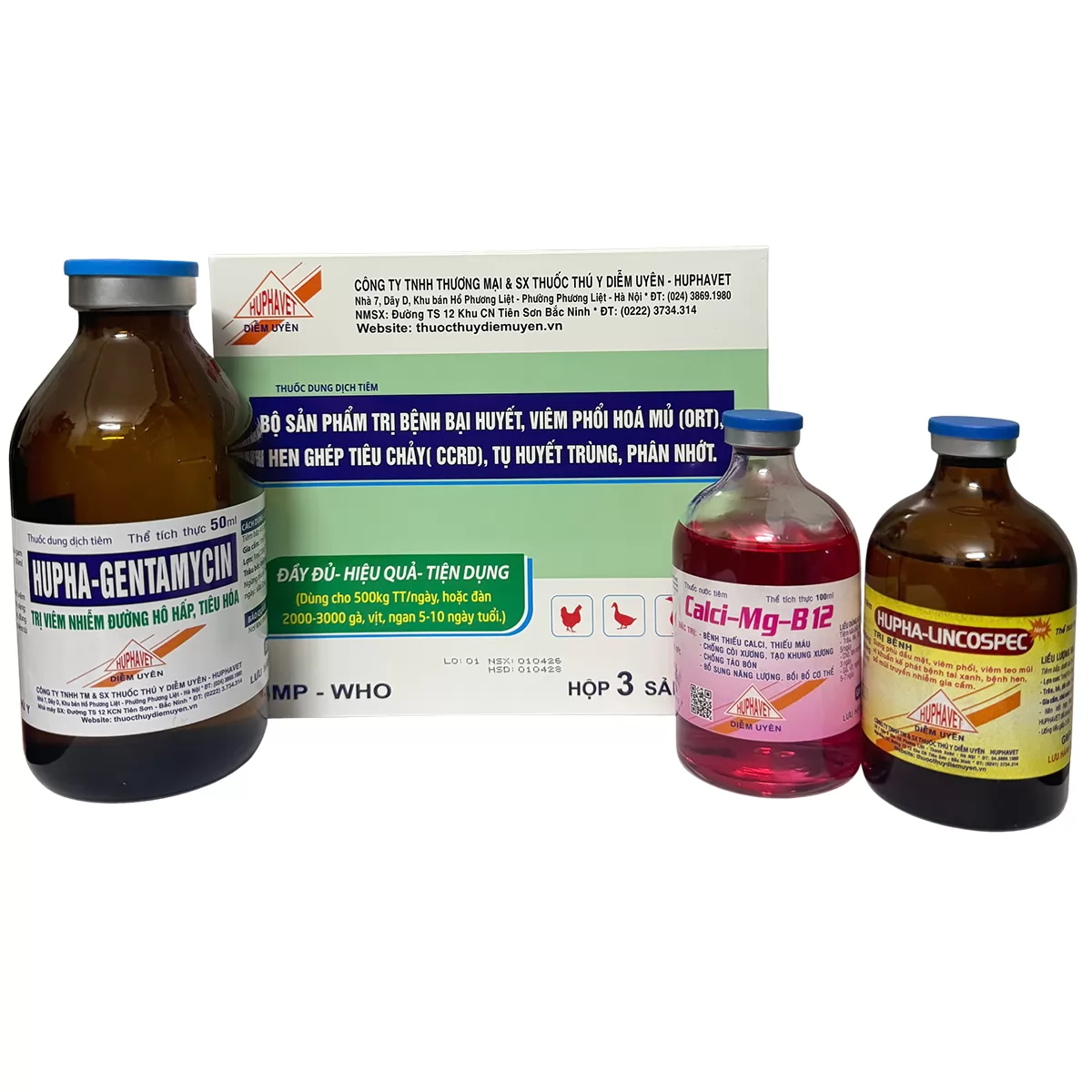 Bộ sản phẩm trị bại huyết, viêm phổi hóa mủ (ORT), hen ghép tiêu chảy (CCRD), tụ huyết trùng, phân nhớt